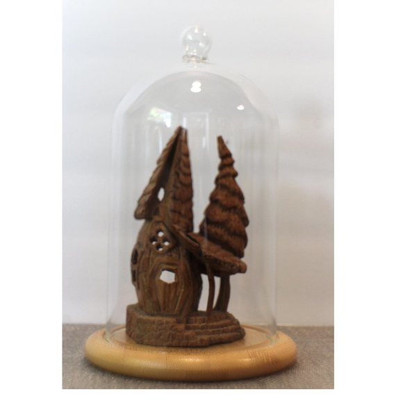 NWOT Glass Cloche Bell Jar Display Dome With Wooden Base - Picture 3 of 7